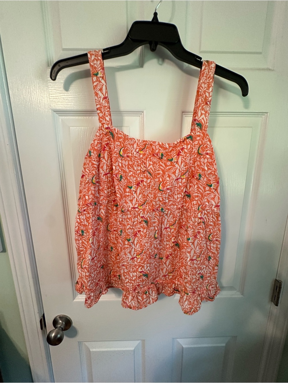 LOFT Coral Tropical Print Wide-Strap Tank